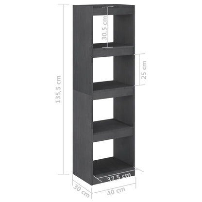 Bücherregal Raumteiler Grau 40x30x135,5 cm Massivholz Kiefer - Pazzar.ch