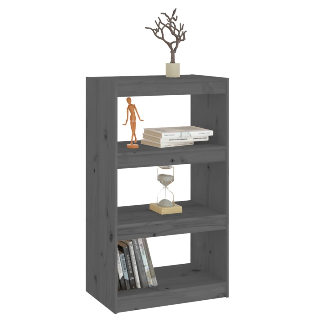 Bücherregal/Raumteiler Grau 60x30x103,5 cm Massivholz Kiefer - Pazzar.ch