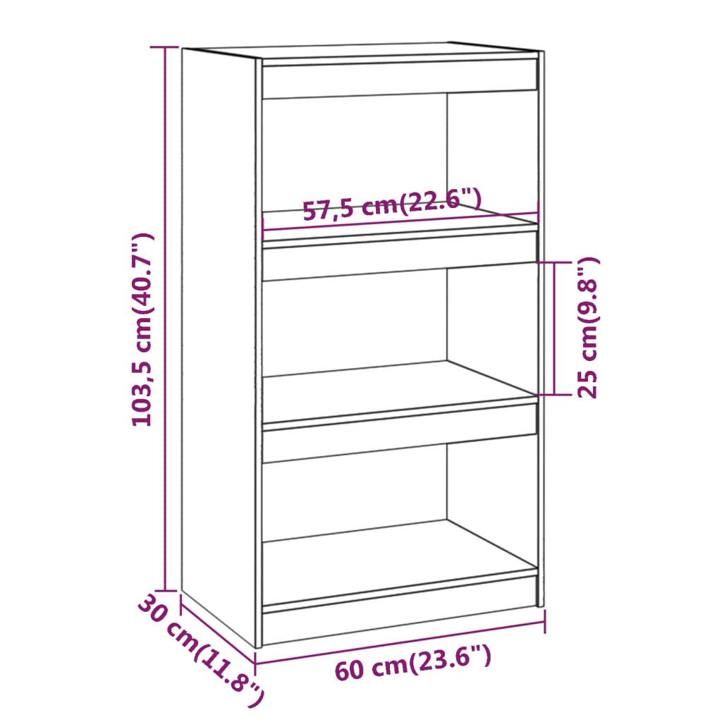 Bücherschrank/Raumteiler Honigbraun 60x30x103,5 cm Kiefernholz - Pazzar.ch