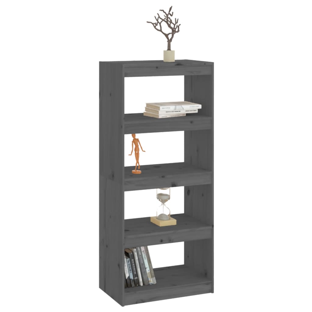 Bücherregal Raumteiler Grau 60x30x135,5 cm Massivholz Kiefer - Pazzar.ch