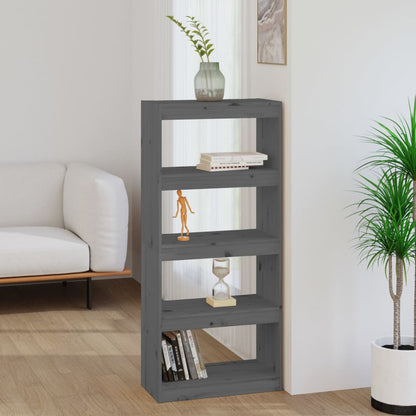 Bücherregal Raumteiler Grau 60x30x135,5 cm Massivholz Kiefer - Pazzar.ch