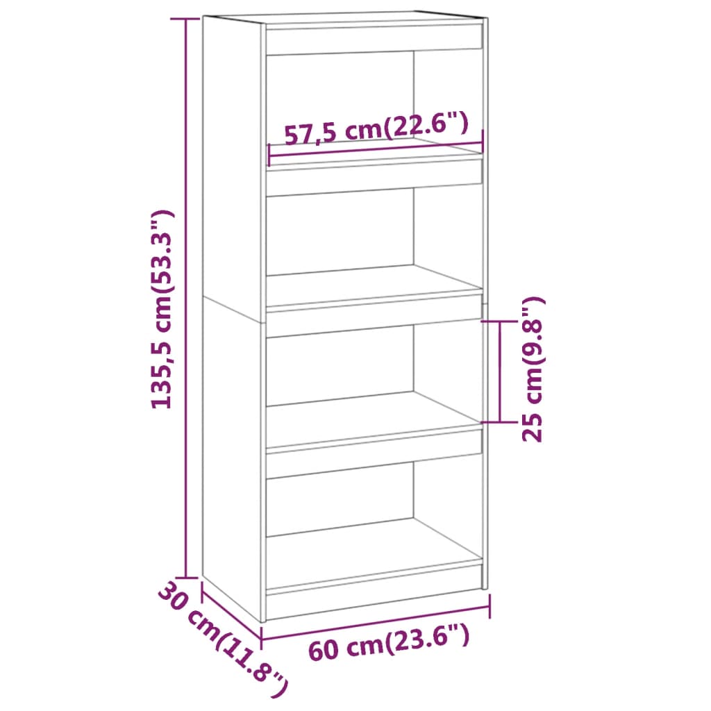 Bücherschrank/Raumteiler Honigbraun 60x30x135,5 cm Kiefernholz - Pazzar.ch