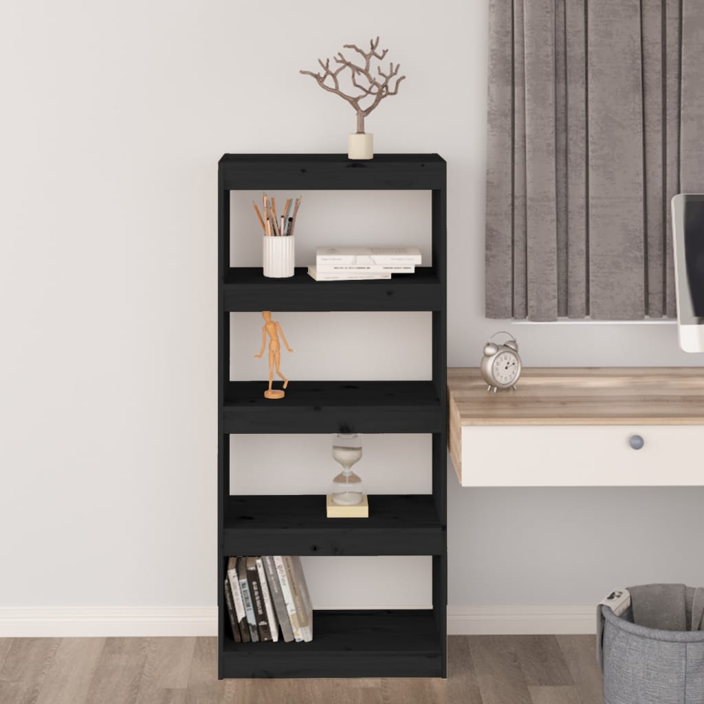 Bücherregal Raumteiler Schwarz 60x30x135,5 cm Massivholz Kiefer - Pazzar.ch