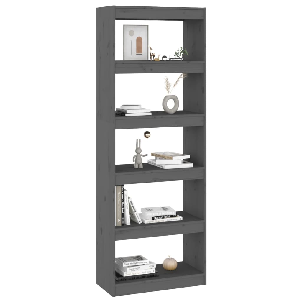 Bücherregal/Raumteiler Grau 60x30x167,5 cm Massivholz Kiefer - Pazzar.ch