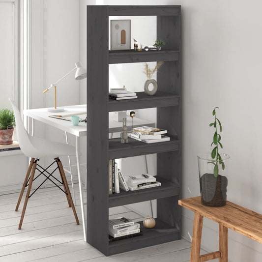 Bücherregal/Raumteiler Grau 60x30x167,5 cm Massivholz Kiefer - Pazzar.ch