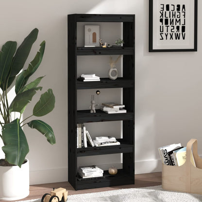 Bücherregal/Raumteiler Schwarz 60x30x167,5 cm Massivholz Kiefer - Pazzar.ch