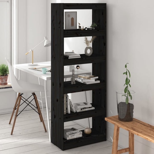 Bücherregal/Raumteiler Schwarz 60x30x167,5 cm Massivholz Kiefer - Pazzar.ch