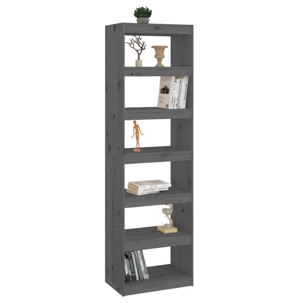 Bücherregal/Raumteiler Grau 60x30x199,5 cm Massivholz Kiefer - Pazzar.ch