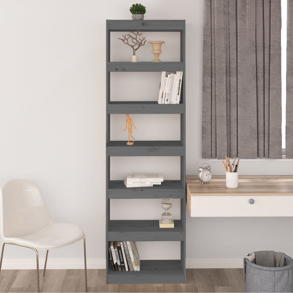 Bücherregal/Raumteiler Grau 60x30x199,5 cm Massivholz Kiefer - Pazzar.ch