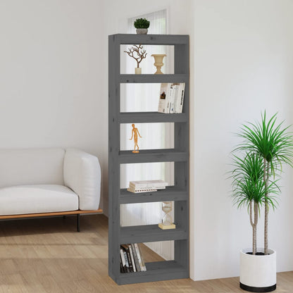Bücherregal/Raumteiler Grau 60x30x199,5 cm Massivholz Kiefer - Pazzar.ch