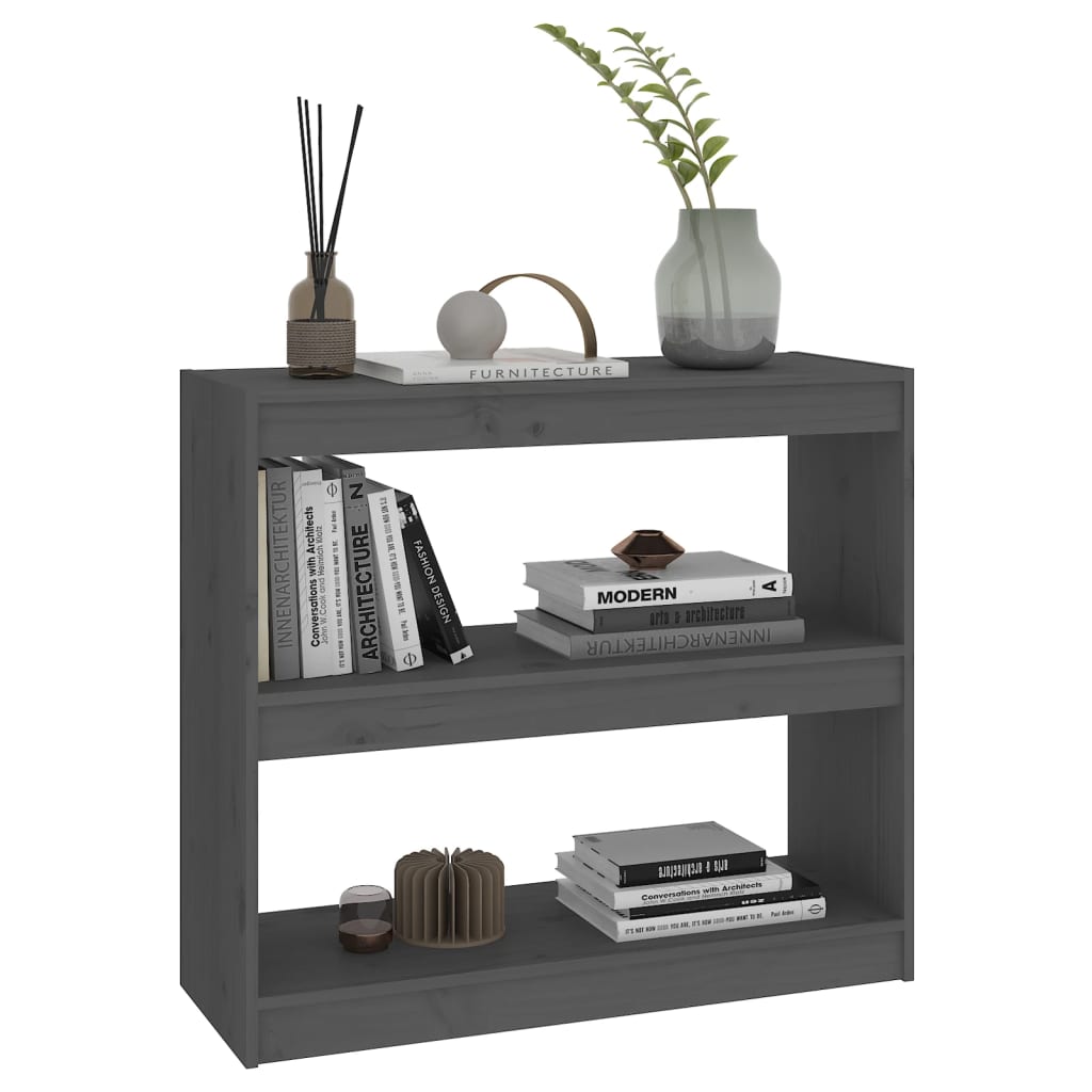 Bücherregal Raumteiler Grau 80x30x71,5 cm Massivholz Kiefer - Pazzar.ch