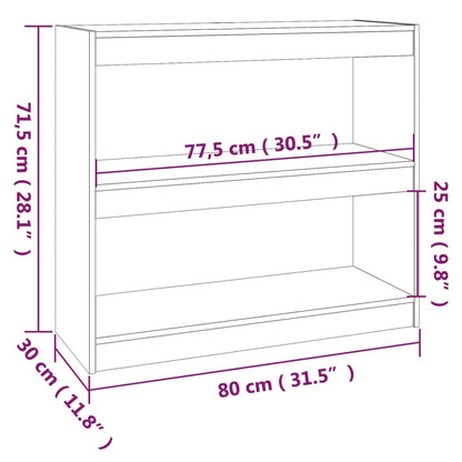 Bücherregal Raumteiler Grau 80x30x71,5 cm Massivholz Kiefer - Pazzar.ch