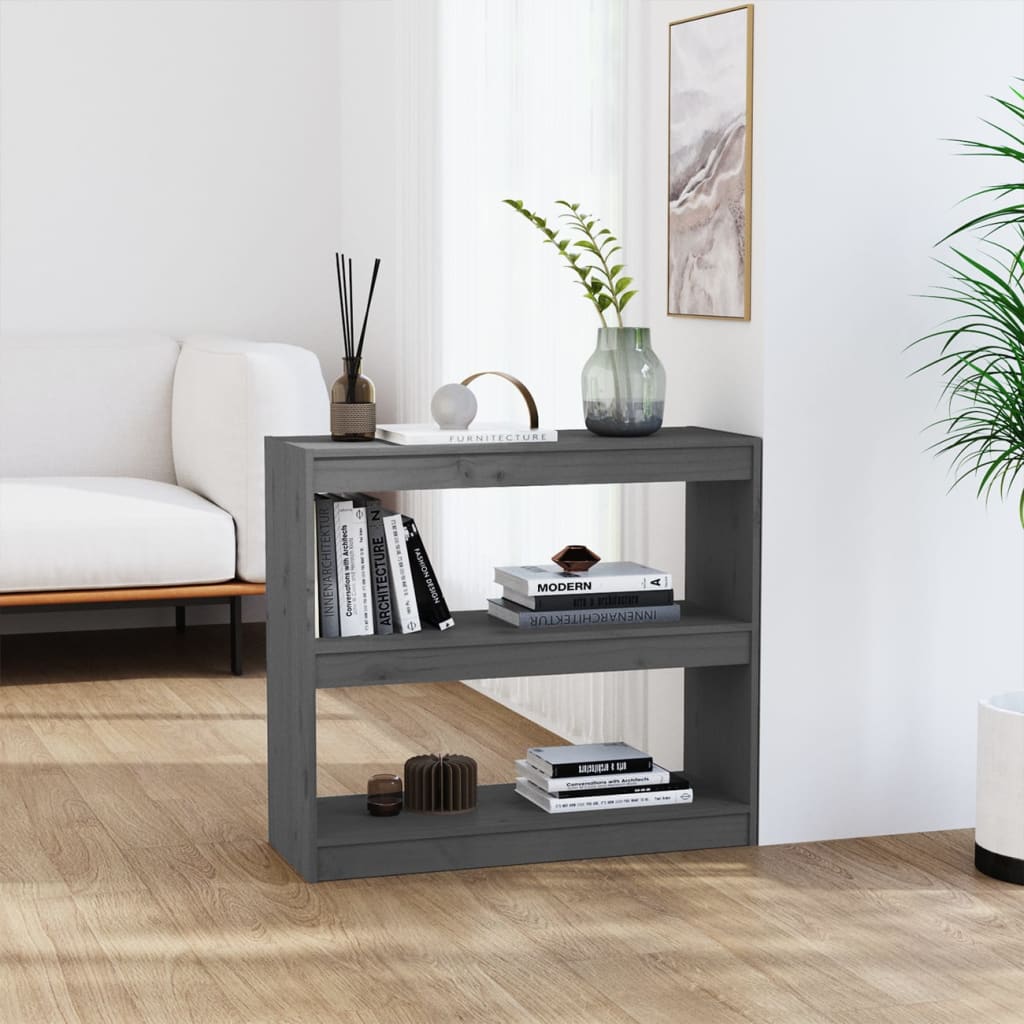Bücherregal Raumteiler Grau 80x30x71,5 cm Massivholz Kiefer - Pazzar.ch