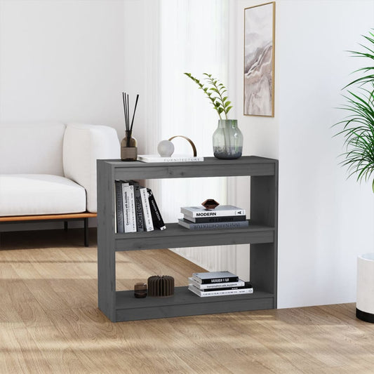 Bücherregal Raumteiler Grau 80x30x71,5 cm Massivholz Kiefer - Pazzar.ch