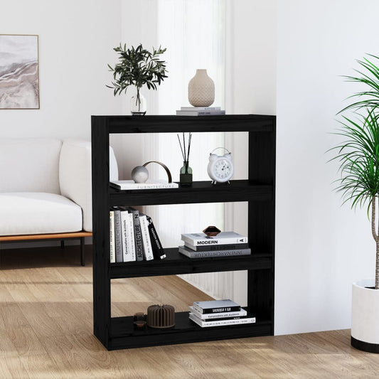 Bücherregal Raumteiler Schwarz 80x30x103,5 cm Massivholz Kiefer - Pazzar.ch