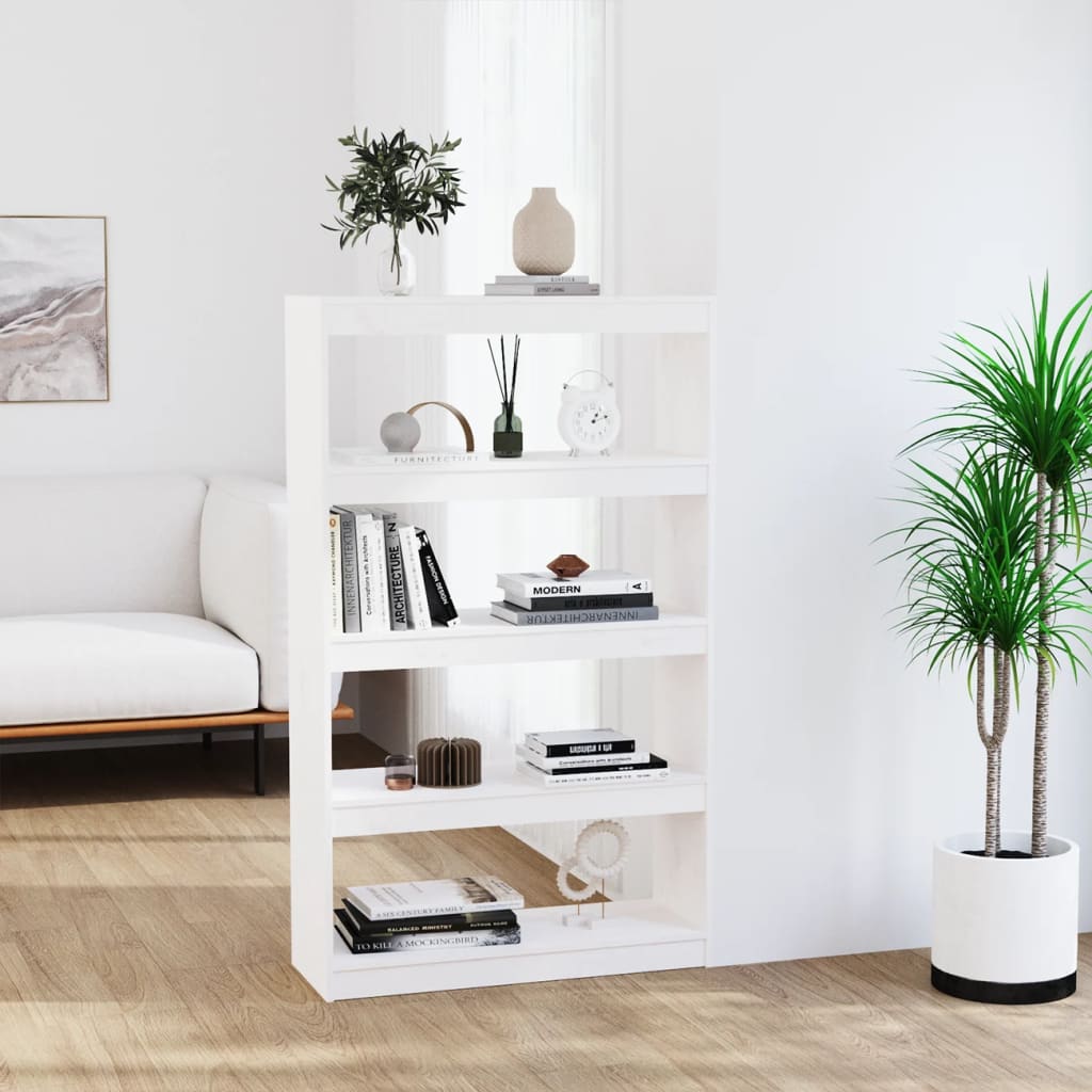 Bücherregal Raumteiler Weiß 80x30x135,5 cm Massivholz Kiefer - Pazzar.ch