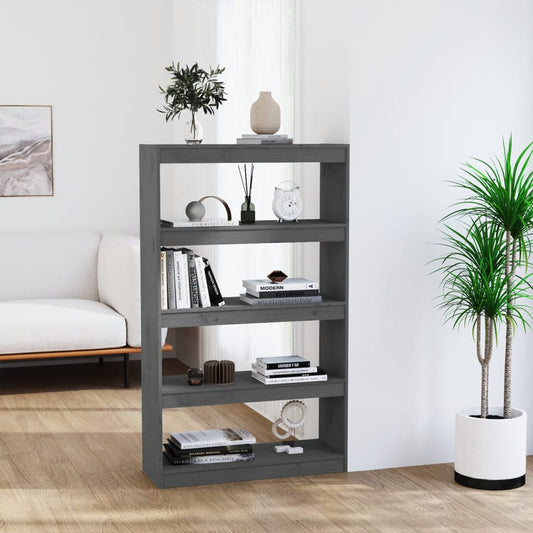 Bücherregal Raumteiler Grau 80x30x135,5 cm Massivholz Kiefer - Pazzar.ch