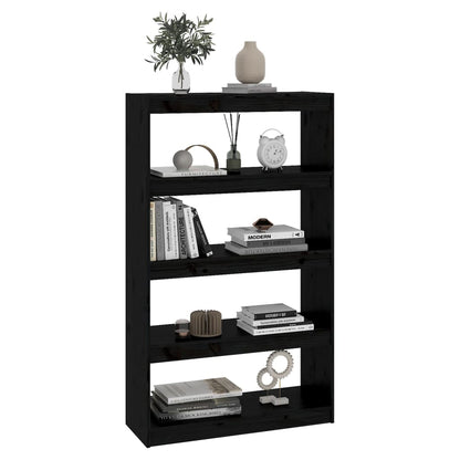 Bücherregal Raumteiler Schwarz 80x30x135,5 cm Massivholz Kiefer - Pazzar.ch