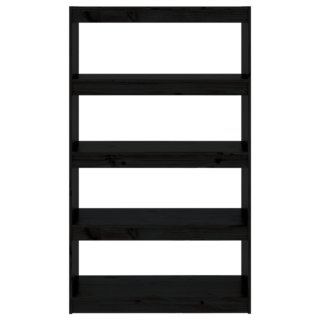 Bücherregal/Raumteiler Schwarz 80x30x135,5 cm Massivholz Kiefer