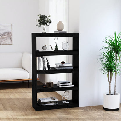 Bücherregal Raumteiler Schwarz 80x30x135,5 cm Massivholz Kiefer - Pazzar.ch