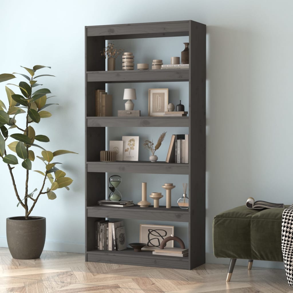 Bücherregal/Raumteiler Grau 80x30x167,4 cm Massivholz Kiefer - Pazzar.ch