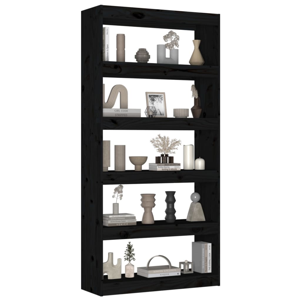 Bücherregal/Raumteiler Schwarz 80x30x167,4 cm Massivholz Kiefer - Pazzar.ch