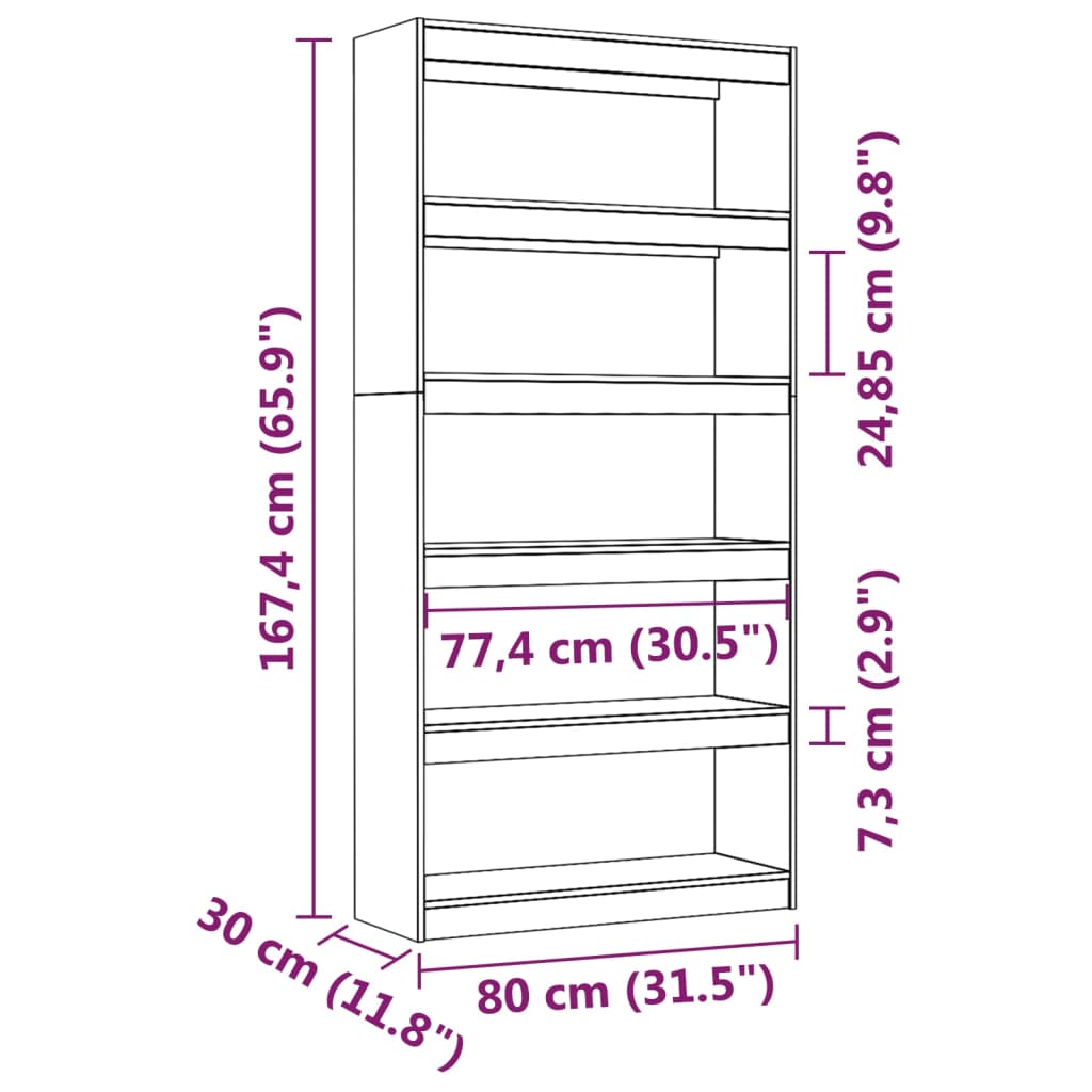 Bücherregal/Raumteiler Schwarz 80x30x167,4 cm Massivholz Kiefer - Pazzar.ch