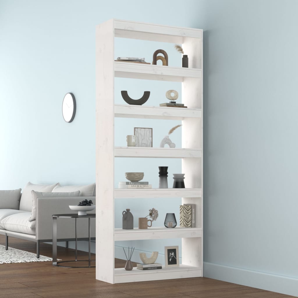 Bücherregal/Raumteiler Weiß 80x30x199,5 cm Massivholz Kiefer - Pazzar.ch