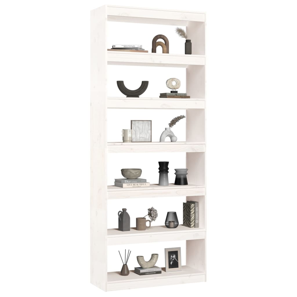 Bücherregal/Raumteiler Weiß 80x30x199,5 cm Massivholz Kiefer - Pazzar.ch