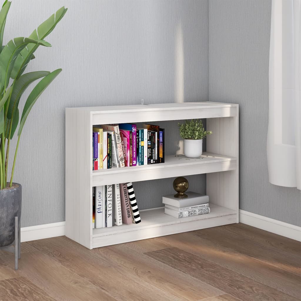 Bücherregal Raumteiler Weiß 100x30x71,5 cm Massivholz Kiefer - Pazzar.ch