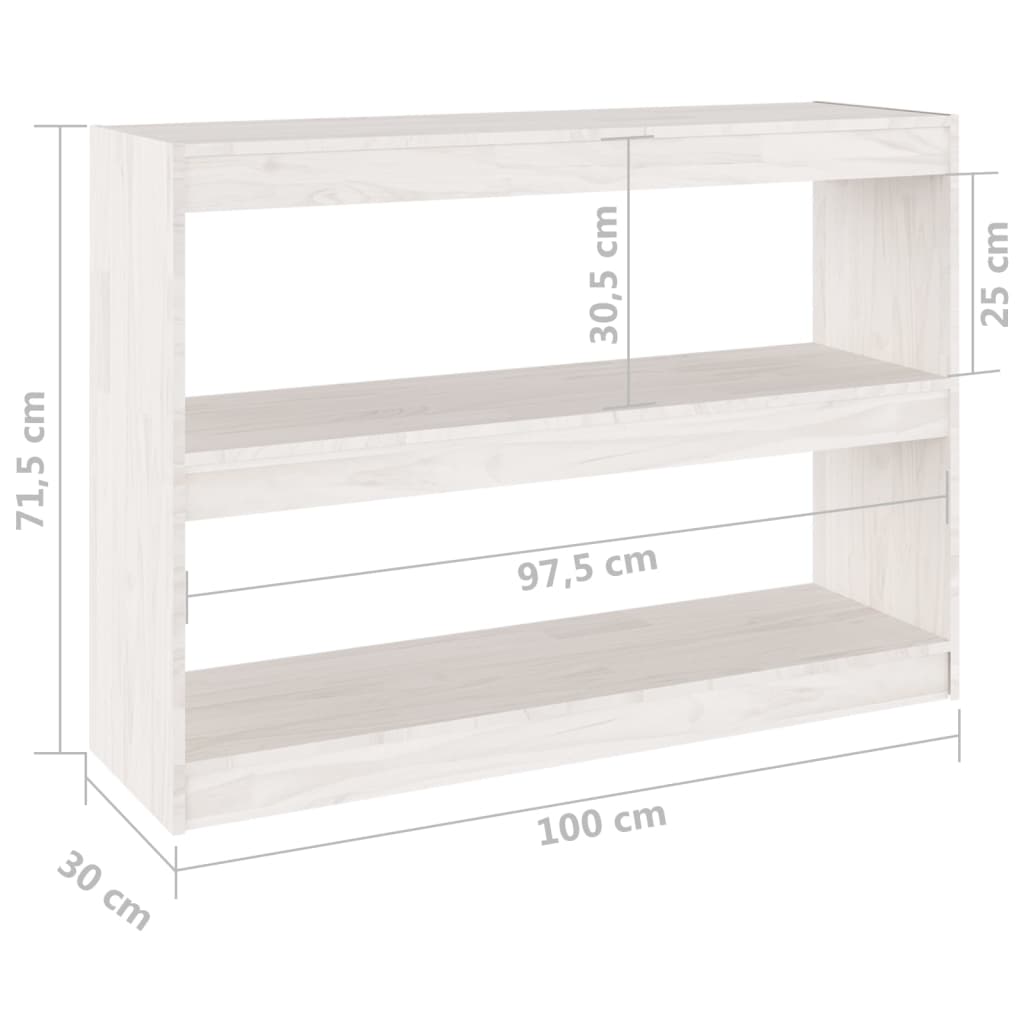 Bücherregal Raumteiler Weiß 100x30x71,5 cm Massivholz Kiefer - Pazzar.ch