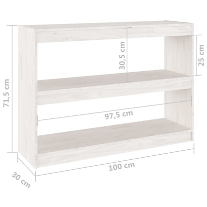 Bücherregal Raumteiler Weiß 100x30x71,5 cm Massivholz Kiefer - Pazzar.ch