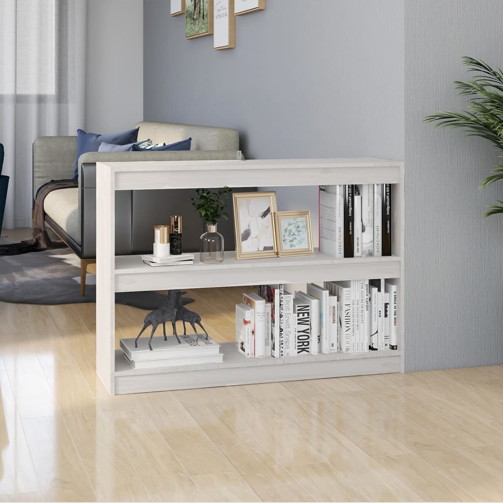 Bücherregal Raumteiler Weiß 100x30x71,5 cm Massivholz Kiefer - Pazzar.ch