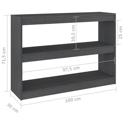 Bücherregal Raumteiler Grau 100x30x71,5 cm Massivholz Kiefer - Pazzar.ch