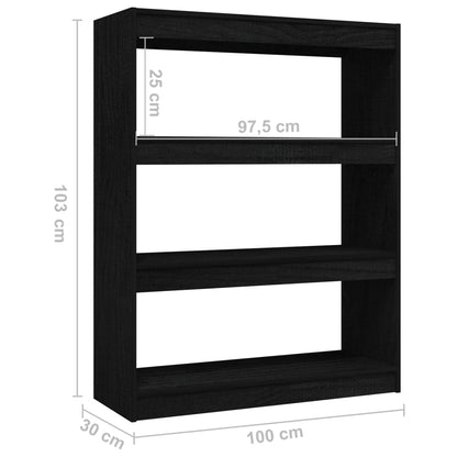 Bücherregal/Raumteiler Schwarz 100x30x103 cm Kiefer Massivholz - Pazzar.ch