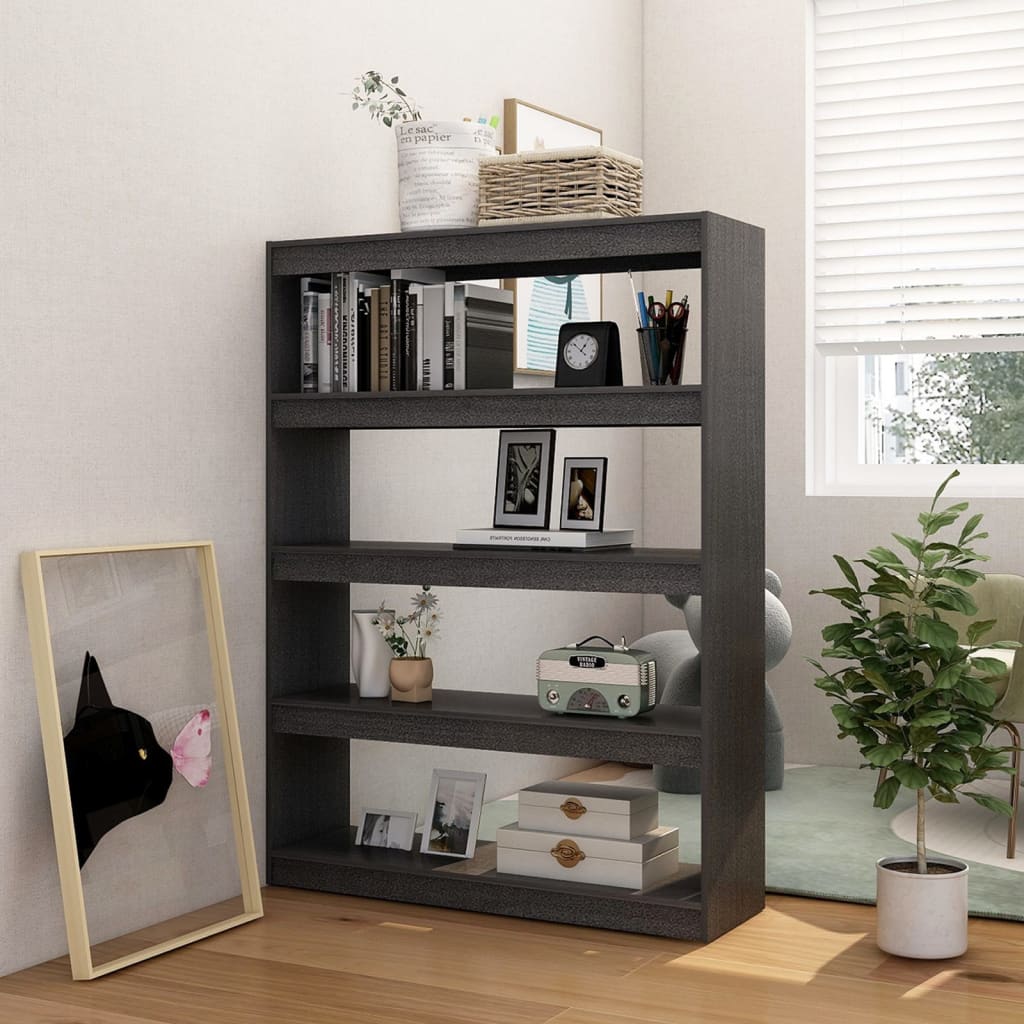 Bücherregal/Raumteiler Grau 100x30x135,5 cm Kiefer Massivholz - Pazzar.ch
