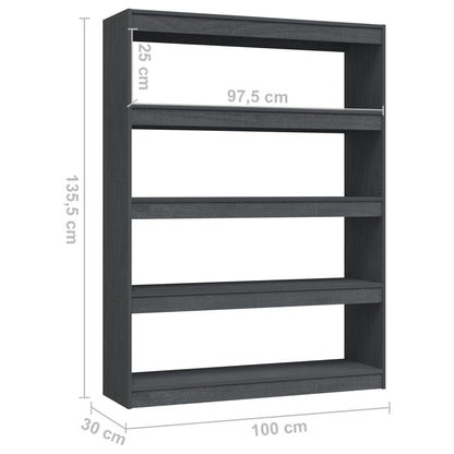 Bücherregal/Raumteiler Grau 100x30x135,5 cm Kiefer Massivholz - Pazzar.ch