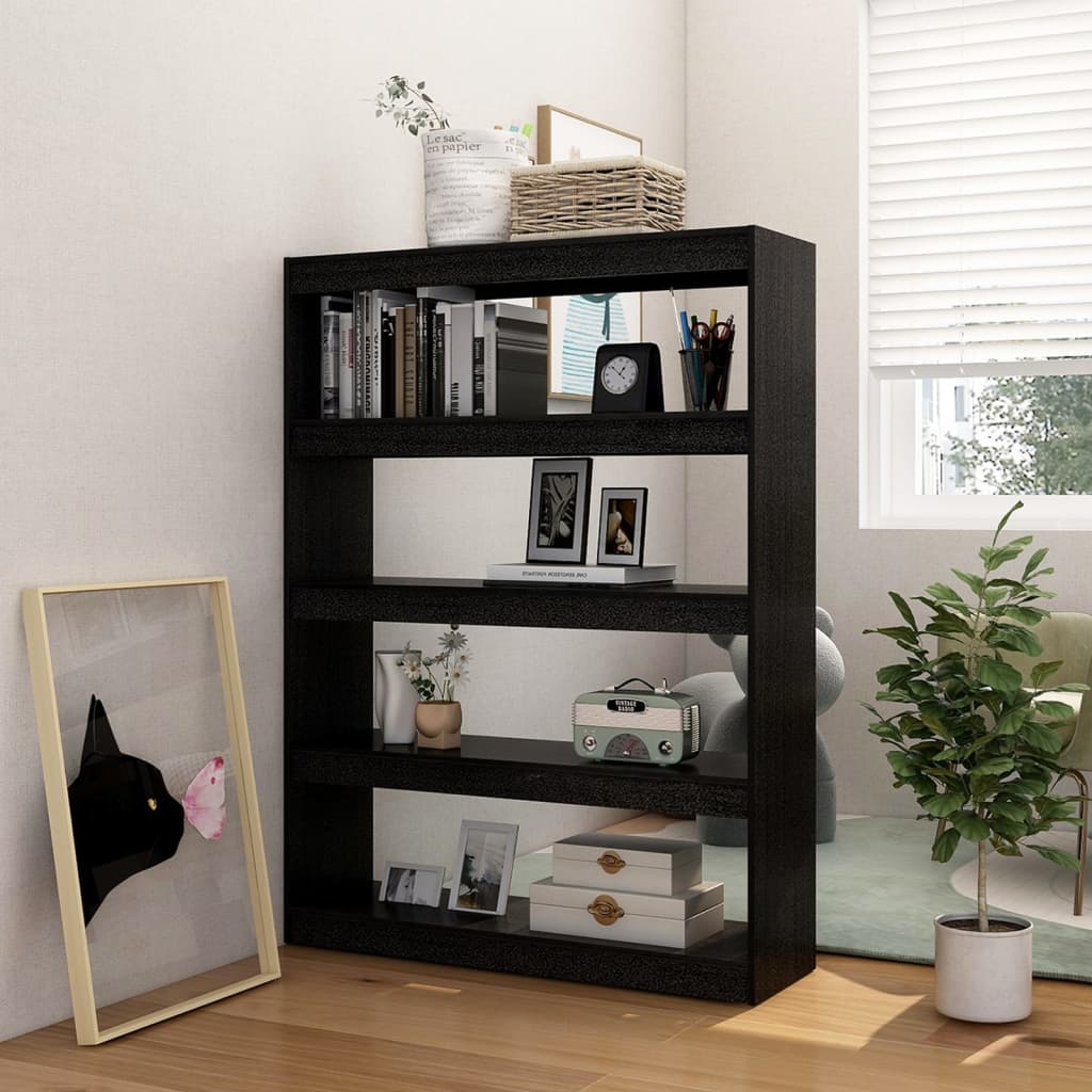 Bücherregal/Raumteiler Schwarz 100x30x135,5cm Kiefer Massivholz - Pazzar.ch