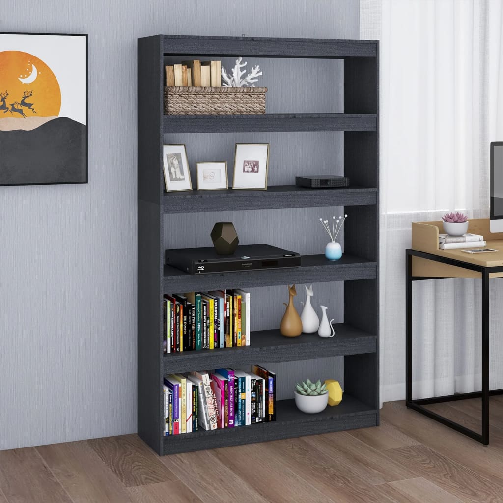 Bücherregal/Raumteiler Grau 100x30x167,5 cm Massivholz Kiefer - Pazzar.ch