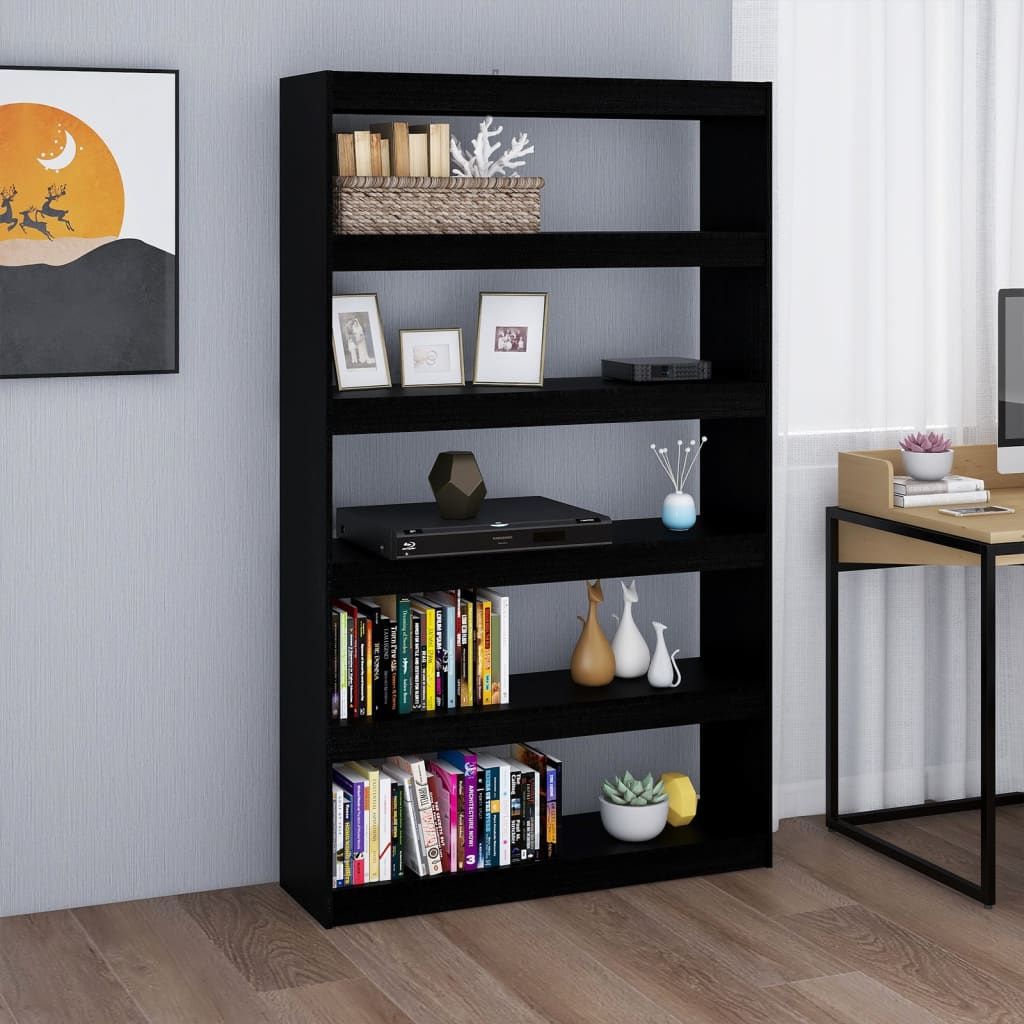 Bücherregal/Raumteiler Schwarz 100x30x167,5cm Massivholz Kiefer - Pazzar.ch