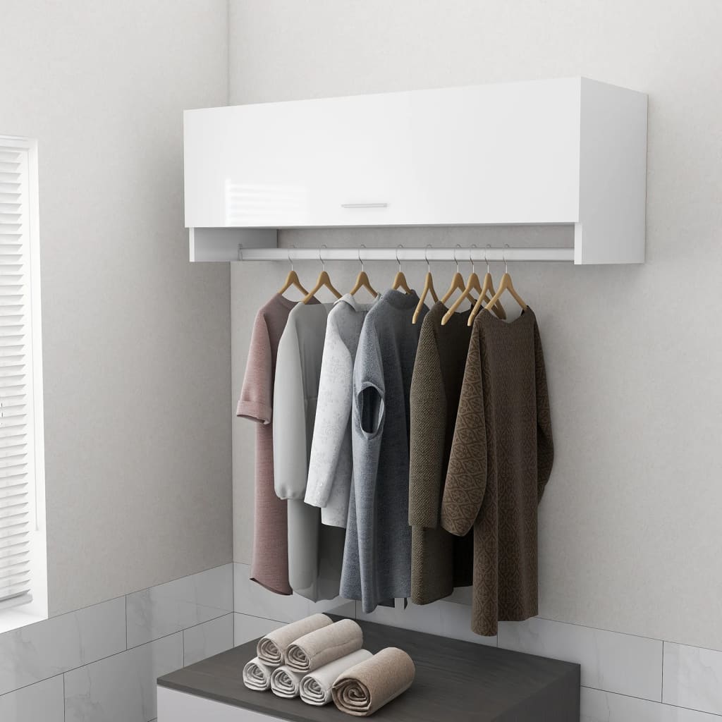 Kleiderschrank Hochglanz-Weiß 100x32,5x35 cm Holzwerkstoff - Pazzar.ch