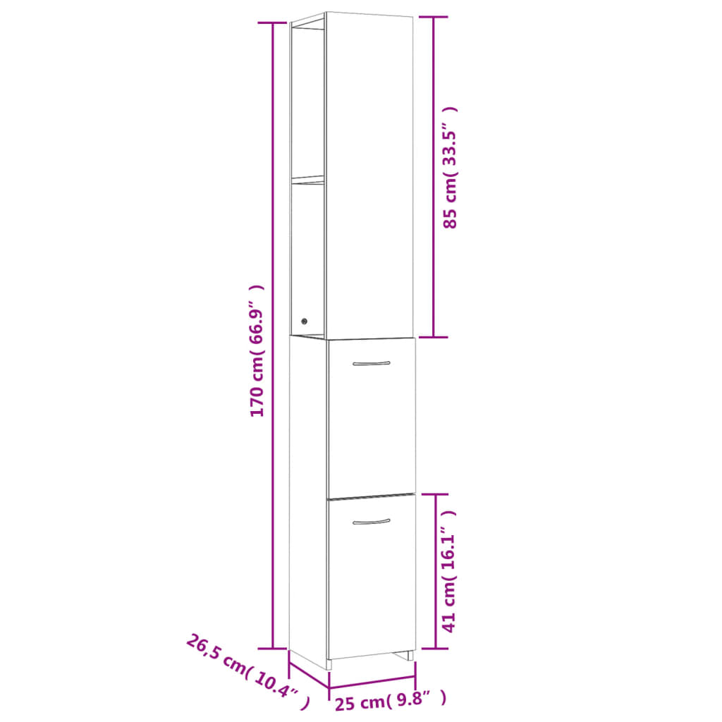 Badschrank Sonoma-Eiche 25x26,5x170 cm Holzwerkstoff
