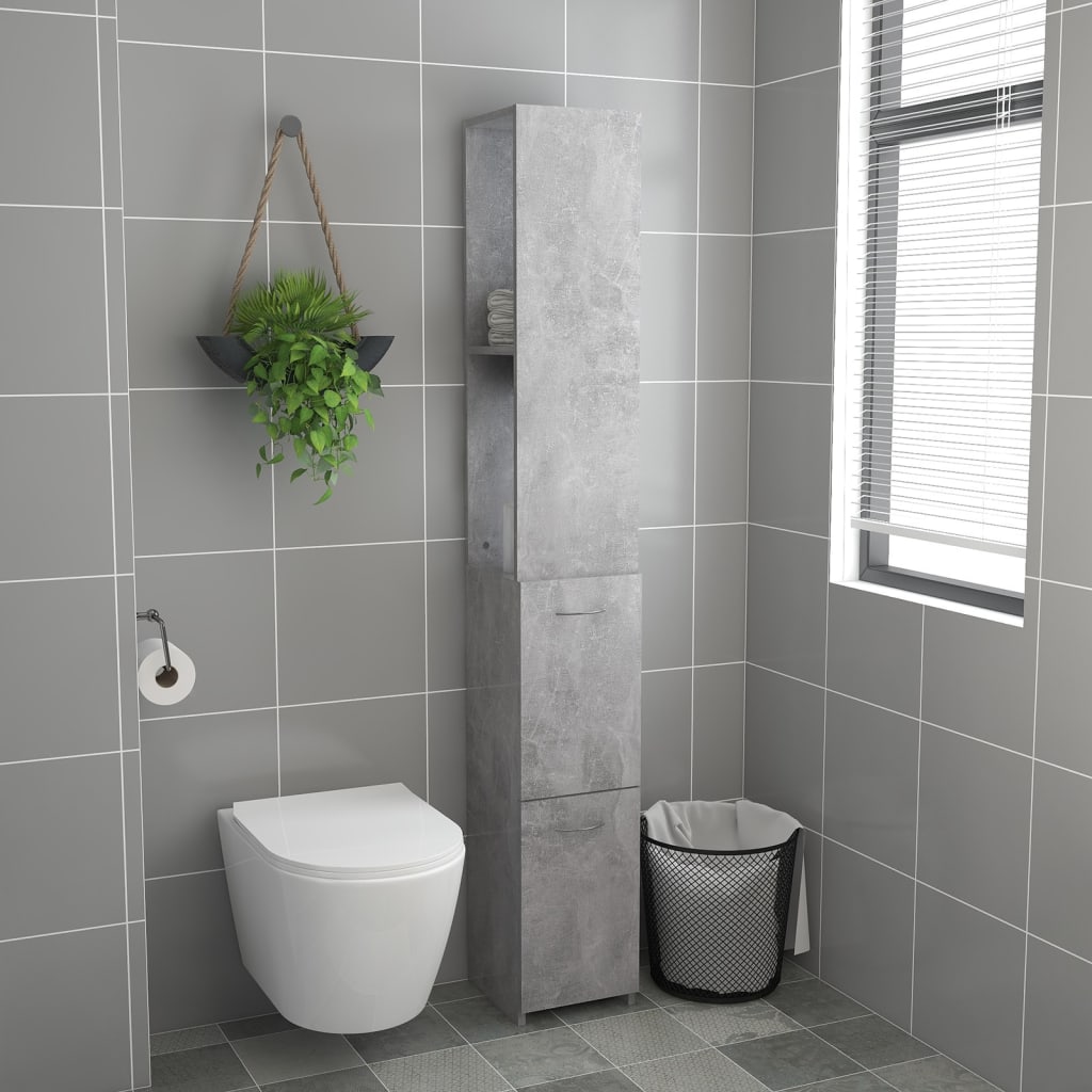 Badschrank Betongrau 25x26,5x170 cm Holzwerkstoff - Pazzar.ch