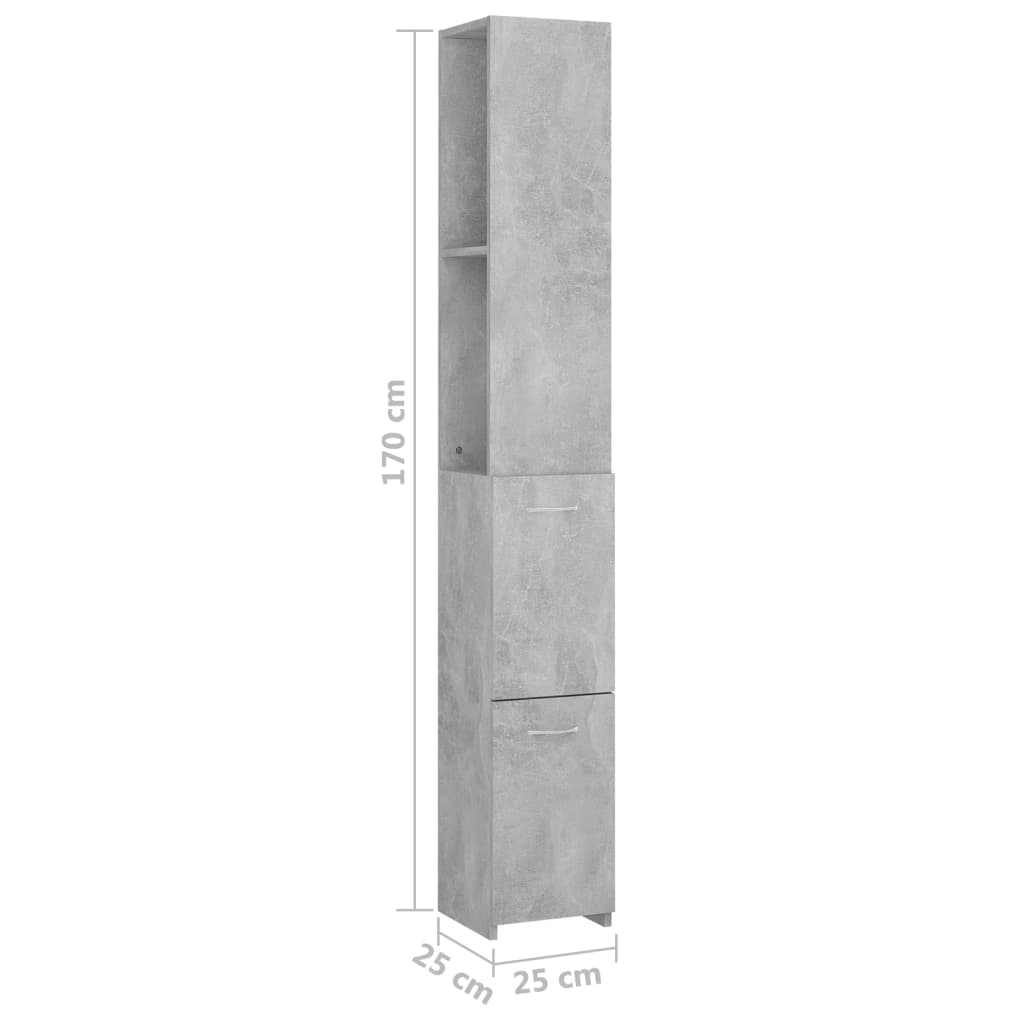 Badschrank Betongrau 25x26,5x170 cm Holzwerkstoff - Pazzar.ch