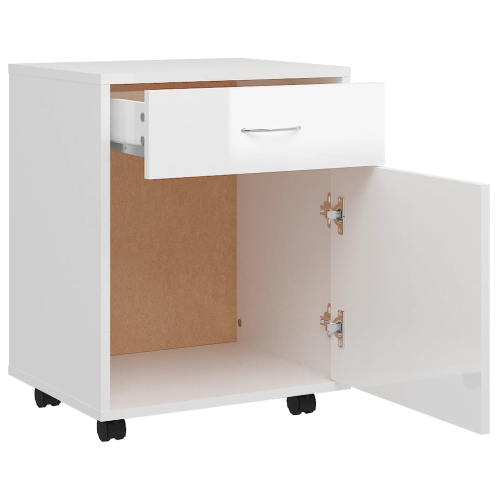 Rollschrank Hochglanz-Weiß 45x38x54 cm Holzwerkstoff - Pazzar.ch