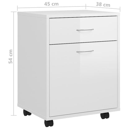 Rollschrank Hochglanz-Weiß 45x38x54 cm Holzwerkstoff - Pazzar.ch