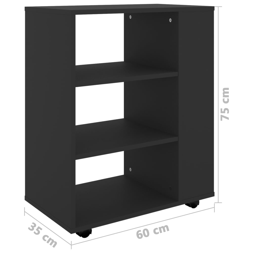 Rollschrank Schwarz 60x35x75 cm Holzwerkstoff - Pazzar.ch