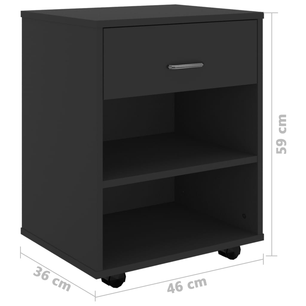 Rollschrank Schwarz 46x36x59 cm Holzwerkstoff - Pazzar.ch