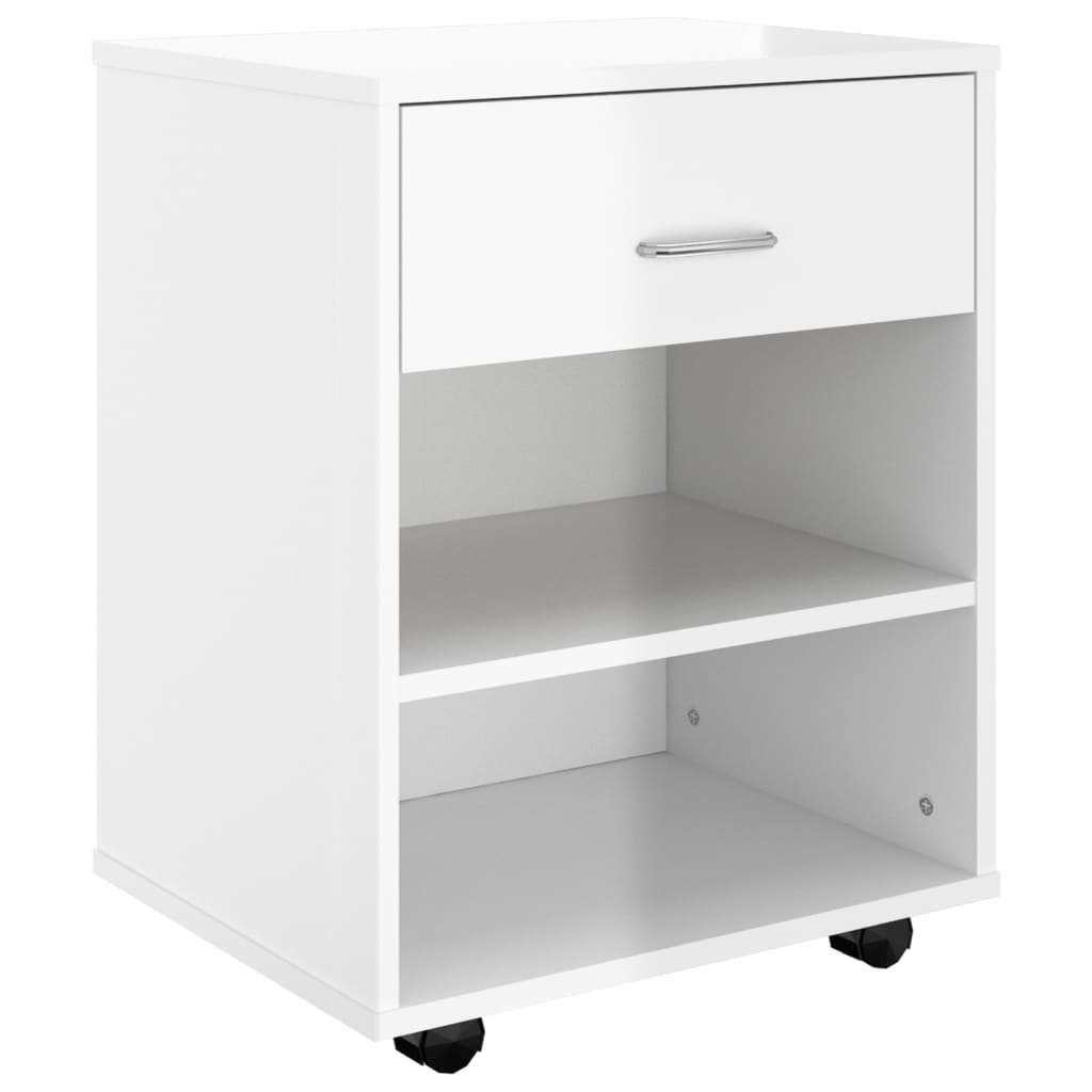 Rollschrank Hochglanz-Weiß 46x36x59 cm Holzwerkstoff - Pazzar.ch