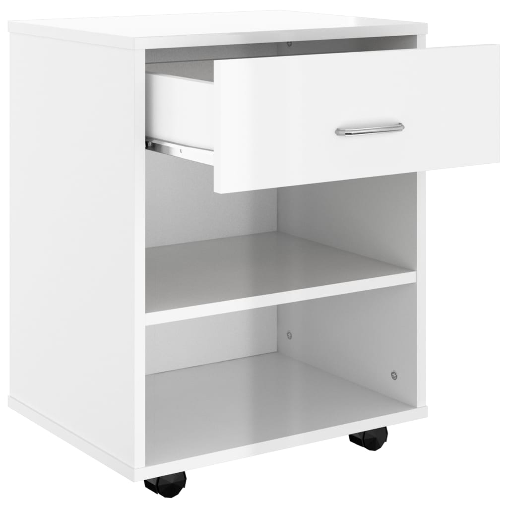 Rollschrank Hochglanz-Weiß 46x36x59 cm Holzwerkstoff - Pazzar.ch